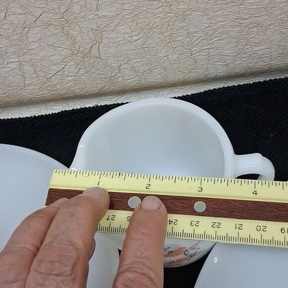 5 Pc Fire King Fleurette Milk 4 Glass Dinner Plates & Pitcher. - Picture 9 of 11